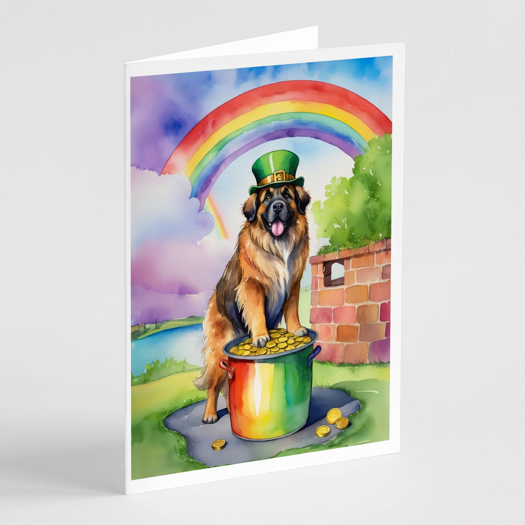 Leonberger St Patrick's Day Greeting Cards Pack of 8 Blank Cards with Envelopes Whimsical A7 Size 5x7