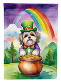 Lhasa Apso St Patrick's Day House Flag 28x40 Porch Sleeve Pole Decorative Outside Yard Banner Artwork Wall Hanging, Polyester