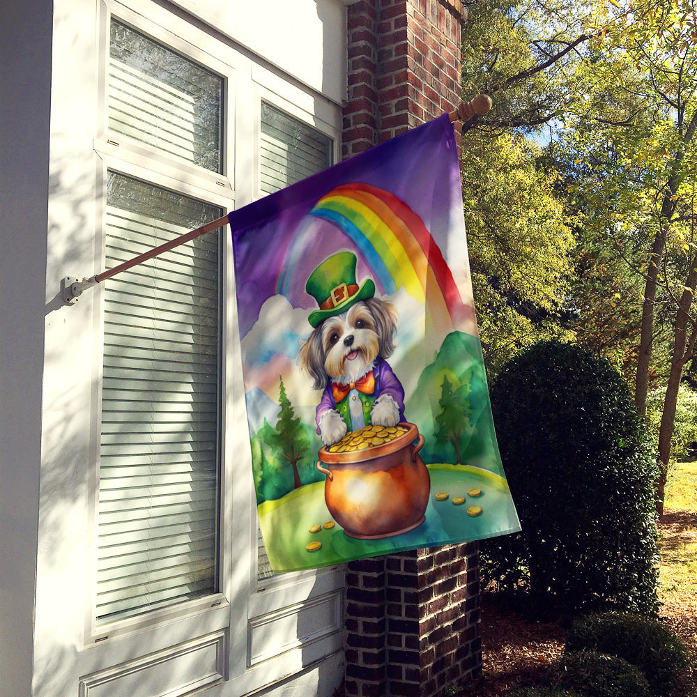 Lhasa Apso St Patrick's Day House Flag 28x40 Porch Sleeve Pole Decorative Outside Yard Banner Artwork Wall Hanging, Polyester