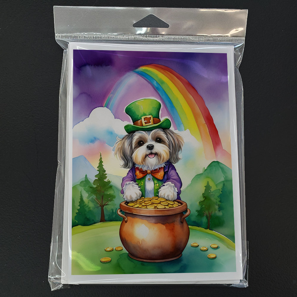 Lhasa Apso St Patrick's Day Greeting Cards Pack of 8 Blank Cards with Envelopes Whimsical A7 Size 5x7