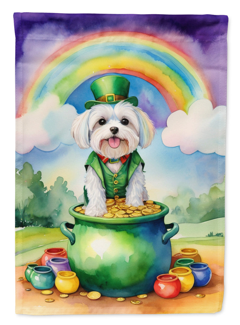 Maltese St Patrick's Day House Flag 28x40 Porch Sleeve Pole Decorative Outside Yard Banner Artwork Wall Hanging, Polyester