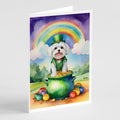 Maltese St Patrick's Day Greeting Cards Pack of 8 Blank Cards with Envelopes Whimsical A7 Size 5x7