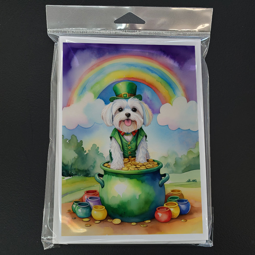 Maltese St Patrick's Day Greeting Cards Pack of 8 Blank Cards with Envelopes Whimsical A7 Size 5x7