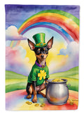 Miniature Pinscher St Patrick's Day House Flag 28x40 Porch Sleeve Pole Decorative Outside Yard Banner Artwork Wall Hanging, Polyester