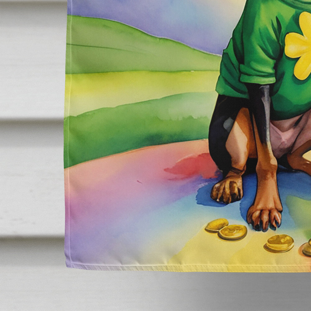 Miniature Pinscher St Patrick's Day House Flag 28x40 Porch Sleeve Pole Decorative Outside Yard Banner Artwork Wall Hanging, Polyester