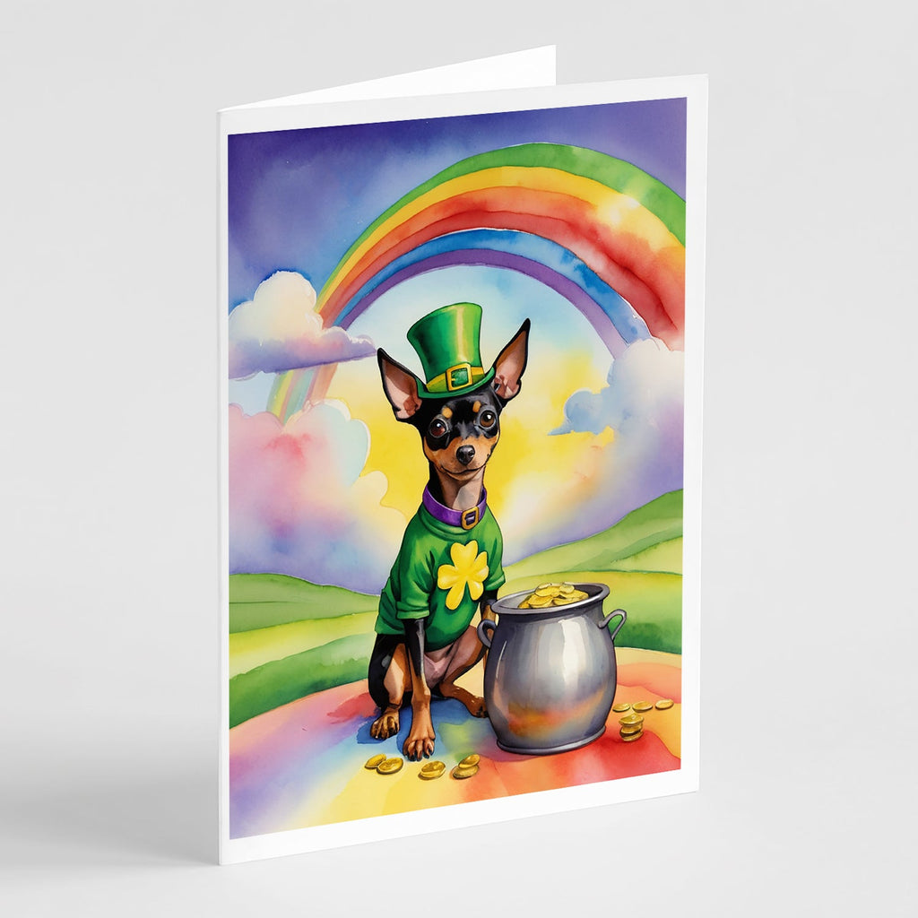 Miniature Pinscher St Patrick's Day Greeting Cards Pack of 8 Blank Cards with Envelopes Whimsical A7 Size 5x7
