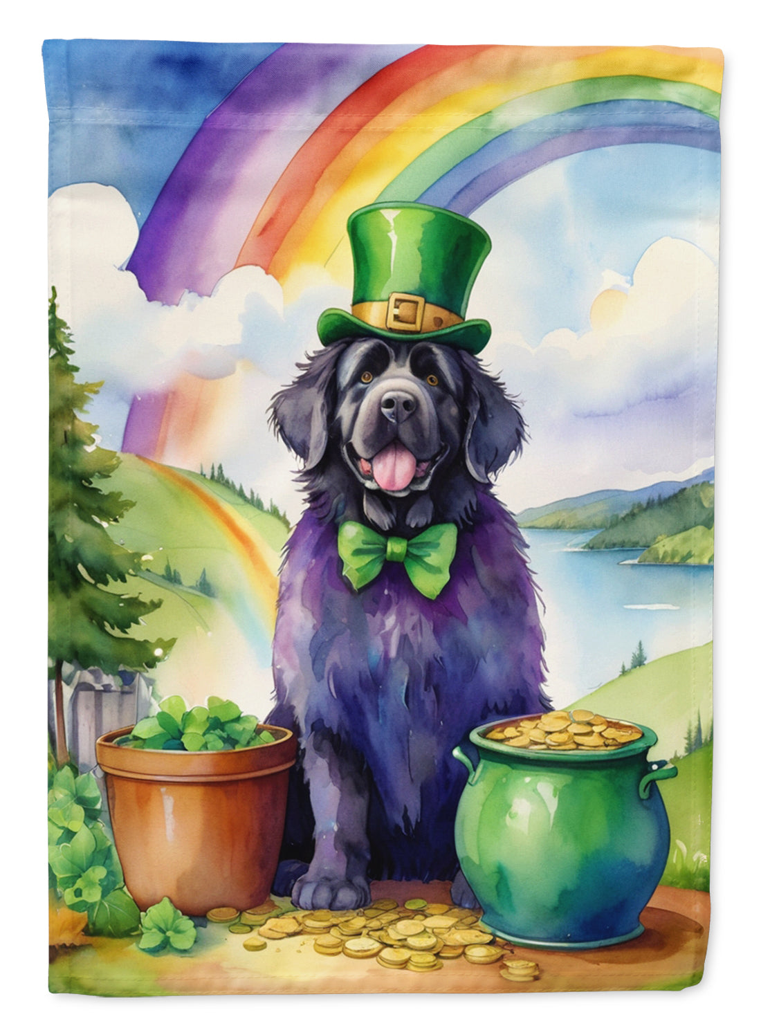 Newfoundland St Patrick's Day House Flag 28x40 Porch Sleeve Pole Decorative Outside Yard Banner Artwork Wall Hanging, Polyester
