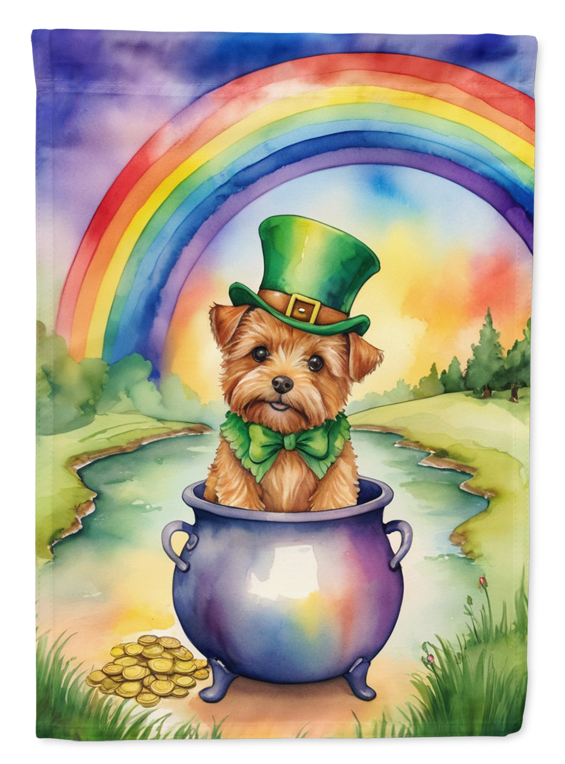 Norfolk Terrier St Patrick's Day House Flag 28x40 Porch Sleeve Pole Decorative Outside Yard Banner Artwork Wall Hanging, Polyester