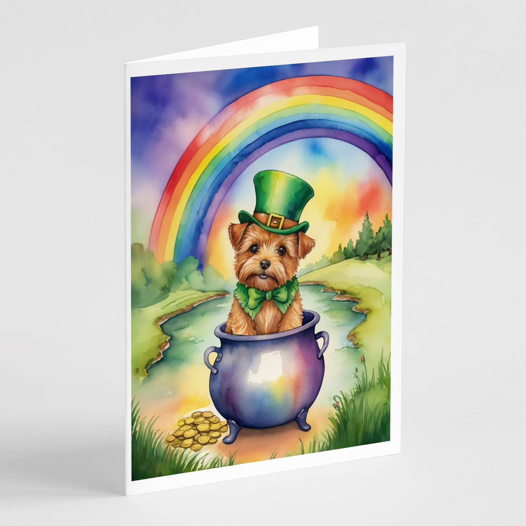 Norfolk Terrier St Patrick's Day Greeting Cards Pack of 8 Blank Cards with Envelopes Whimsical A7 Size 5x7