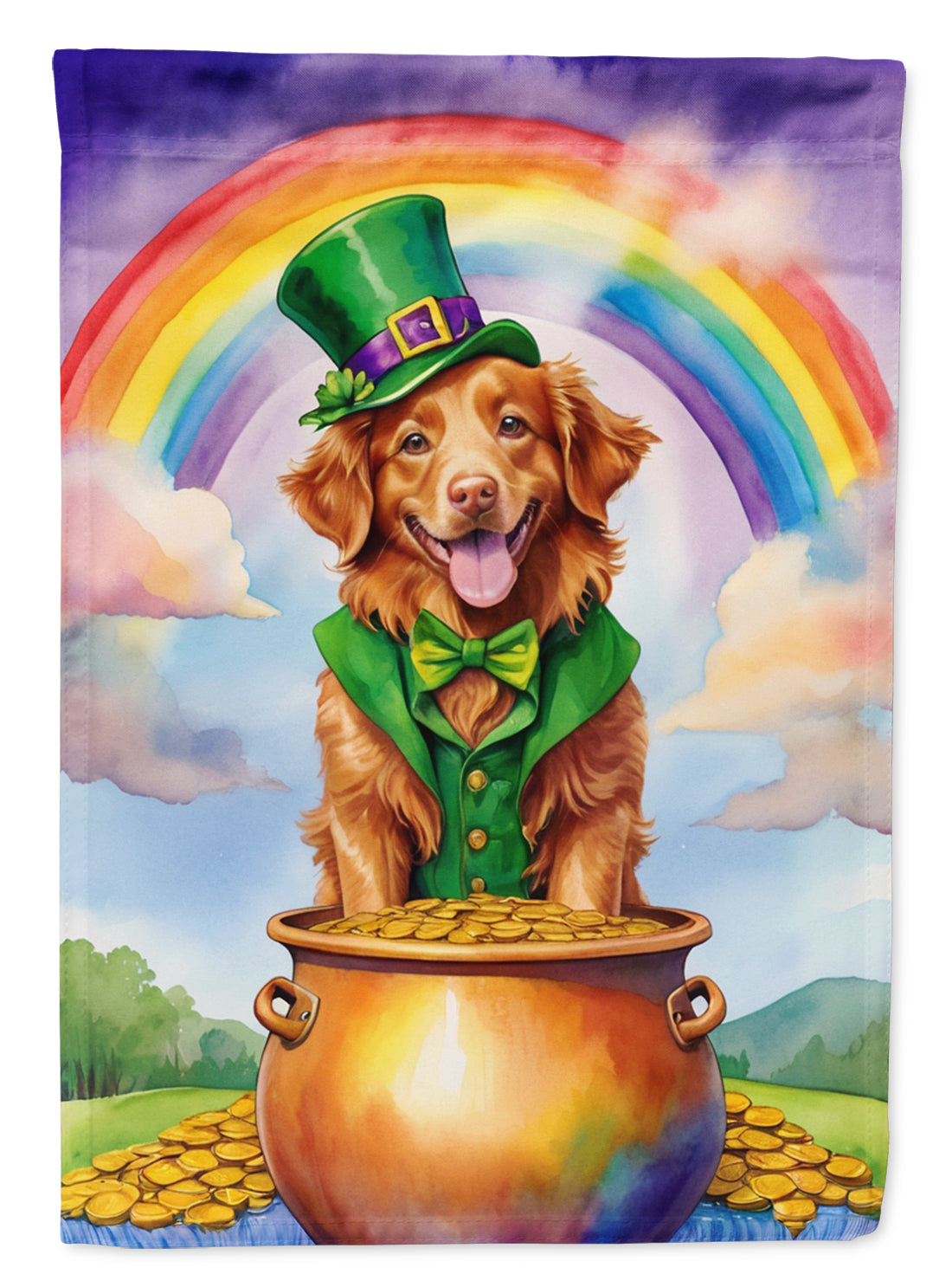 Nova Scotia Duck Tolling Retriever St Patrick's Day House Flag 28x40 Porch Sleeve Pole Decorative Outside Yard Banner Artwork Wall Hanging, Polyester