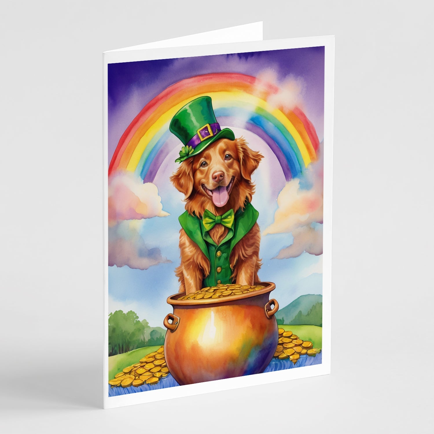 Nova Scotia Duck Tolling Retriever St Patrick's Day Greeting Cards Pack of 8 Blank Cards with Envelopes Whimsical A7 Size 5x7