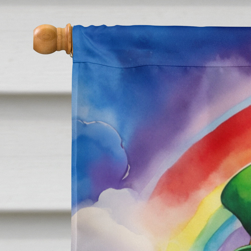 Old English Sheepdog St Patrick's Day House Flag 28x40 Porch Sleeve Pole Decorative Outside Yard Banner Artwork Wall Hanging, Polyester