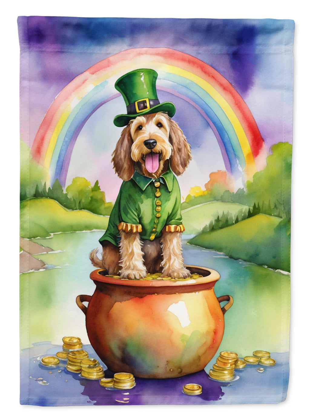 Otterhound St Patrick's Day House Flag 28x40 Porch Sleeve Pole Decorative Outside Yard Banner Artwork Wall Hanging, Polyester