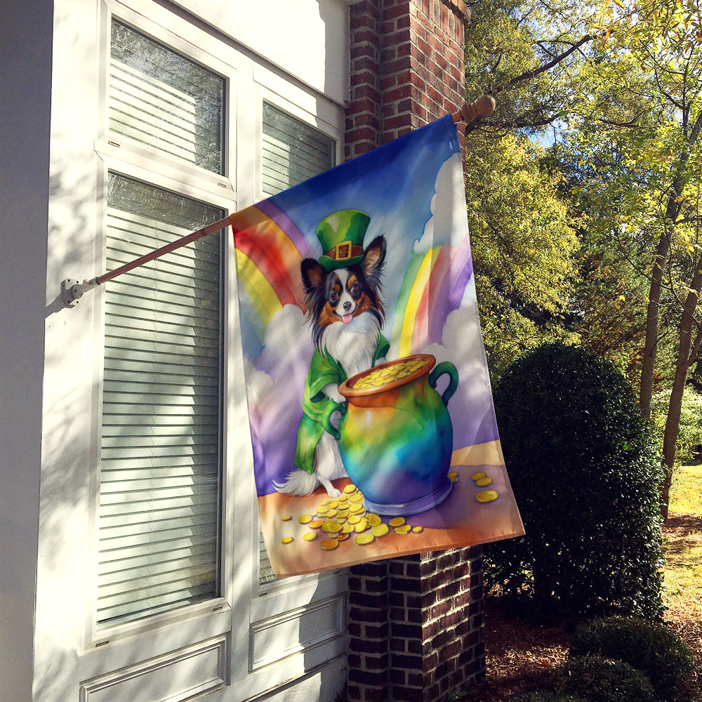 Papillon St Patrick's Day House Flag 28x40 Porch Sleeve Pole Decorative Outside Yard Banner Artwork Wall Hanging, Polyester