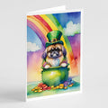 Pekingese St Patrick's Day Greeting Cards Pack of 8 Blank Cards with Envelopes Whimsical A7 Size 5x7