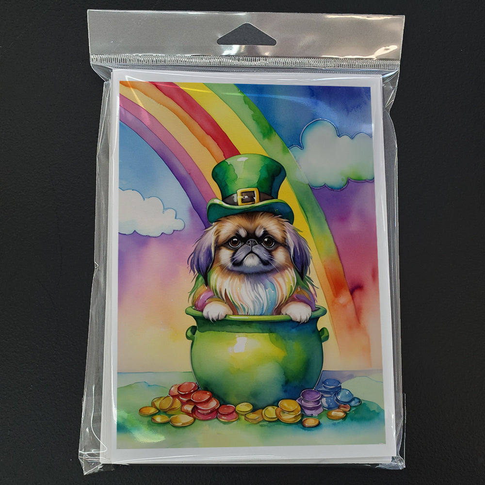 Pekingese St Patrick's Day Greeting Cards Pack of 8 Blank Cards with Envelopes Whimsical A7 Size 5x7
