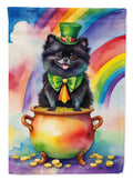 Pomeranian St Patrick's Day House Flag 28x40 Porch Sleeve Pole Decorative Outside Yard Banner Artwork Wall Hanging, Polyester