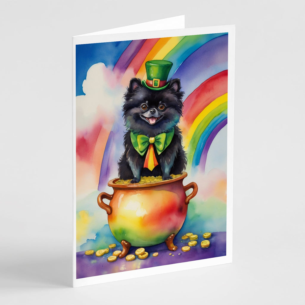 Pomeranian St Patrick's Day Greeting Cards Pack of 8 Blank Cards with Envelopes Whimsical A7 Size 5x7