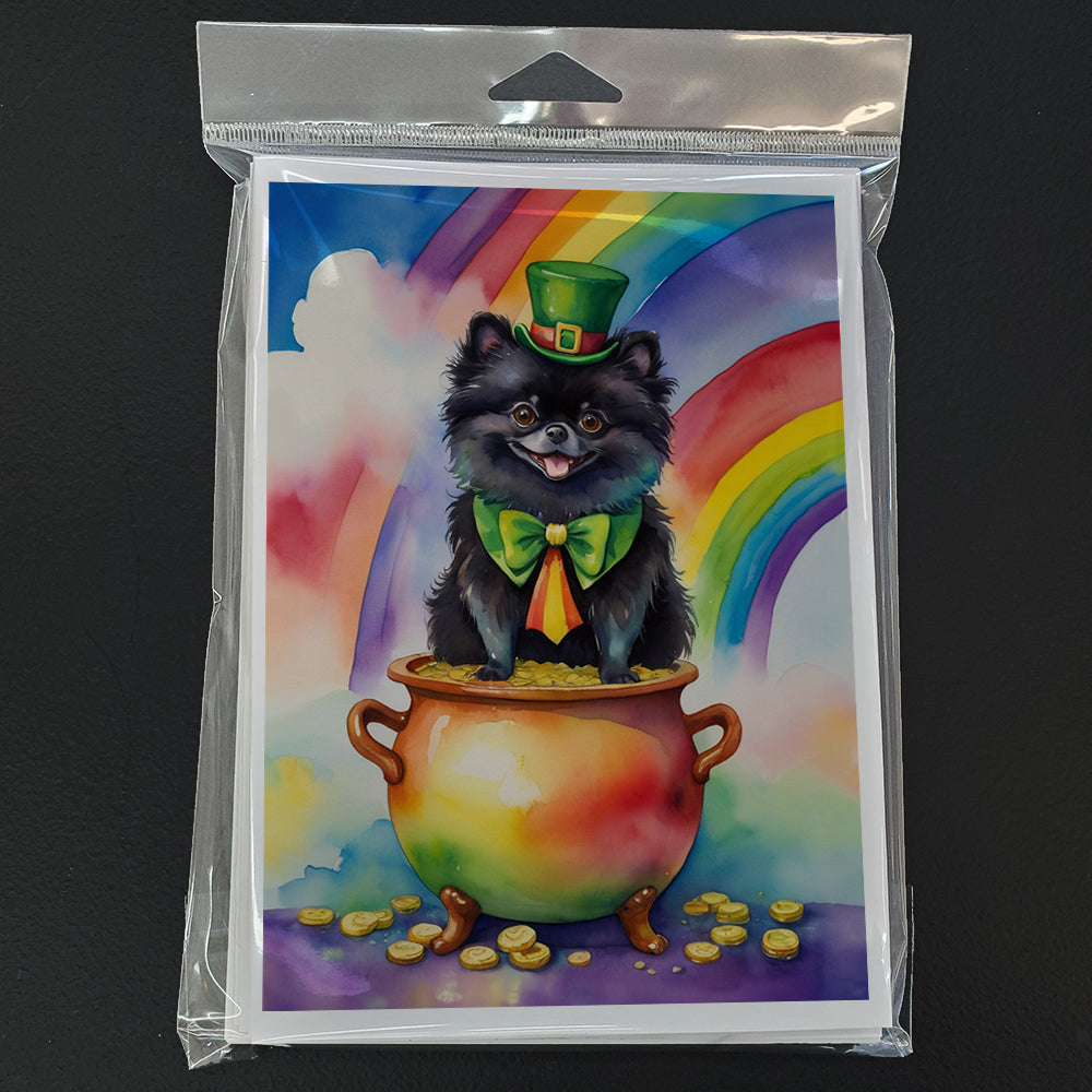Pomeranian St Patrick's Day Greeting Cards Pack of 8 Blank Cards with Envelopes Whimsical A7 Size 5x7