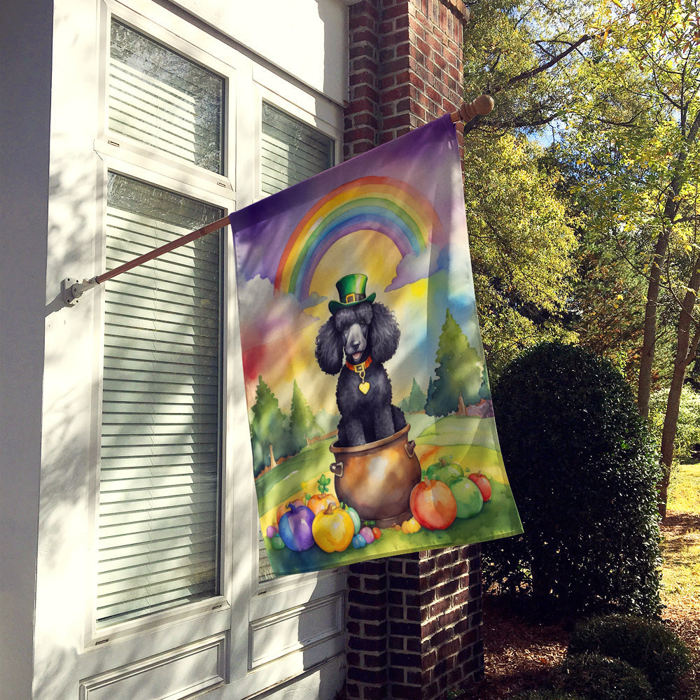 Black Poodle St Patrick's Day House Flag 28x40 Porch Sleeve Pole Decorative Outside Yard Banner Artwork Wall Hanging, Polyester