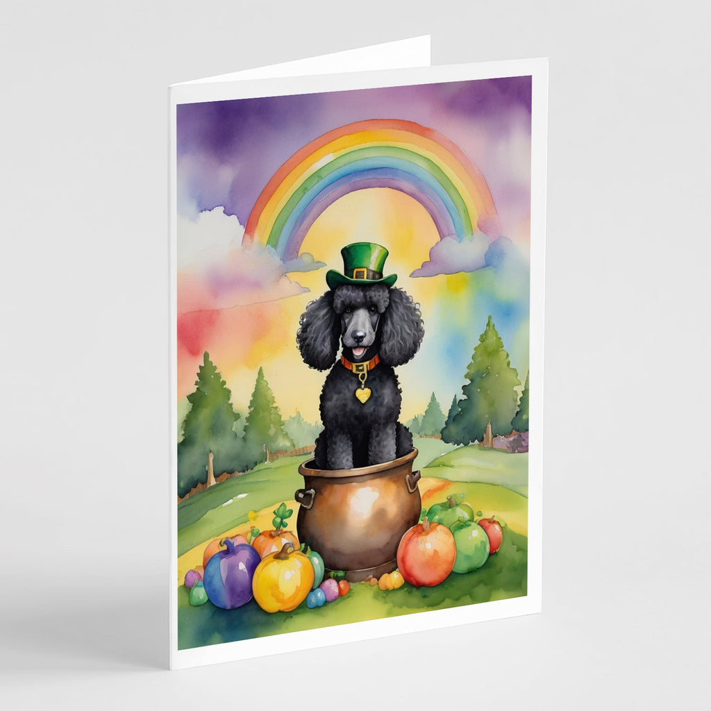Black Poodle St Patrick's Day Greeting Cards Pack of 8 Blank Cards with Envelopes Whimsical A7 Size 5x7