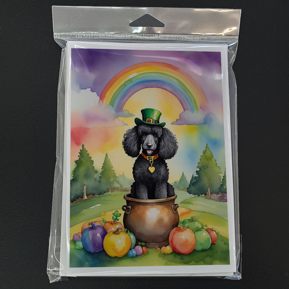 Black Poodle St Patrick's Day Greeting Cards Pack of 8 Blank Cards with Envelopes Whimsical A7 Size 5x7
