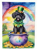 Black Poodle St Patrick's Day House Flag 28x40 Porch Sleeve Pole Decorative Outside Yard Banner Artwork Wall Hanging, Polyester