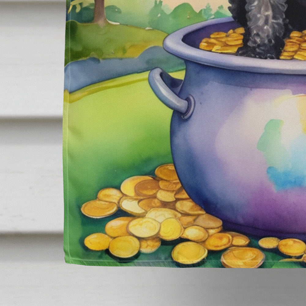 Black Poodle St Patrick's Day House Flag 28x40 Porch Sleeve Pole Decorative Outside Yard Banner Artwork Wall Hanging, Polyester