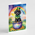 Black Poodle St Patrick's Day Greeting Cards Pack of 8 Blank Cards with Envelopes Whimsical A7 Size 5x7