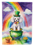 White Poodle St Patrick's Day House Flag 28x40 Porch Sleeve Pole Decorative Outside Yard Banner Artwork Wall Hanging, Polyester