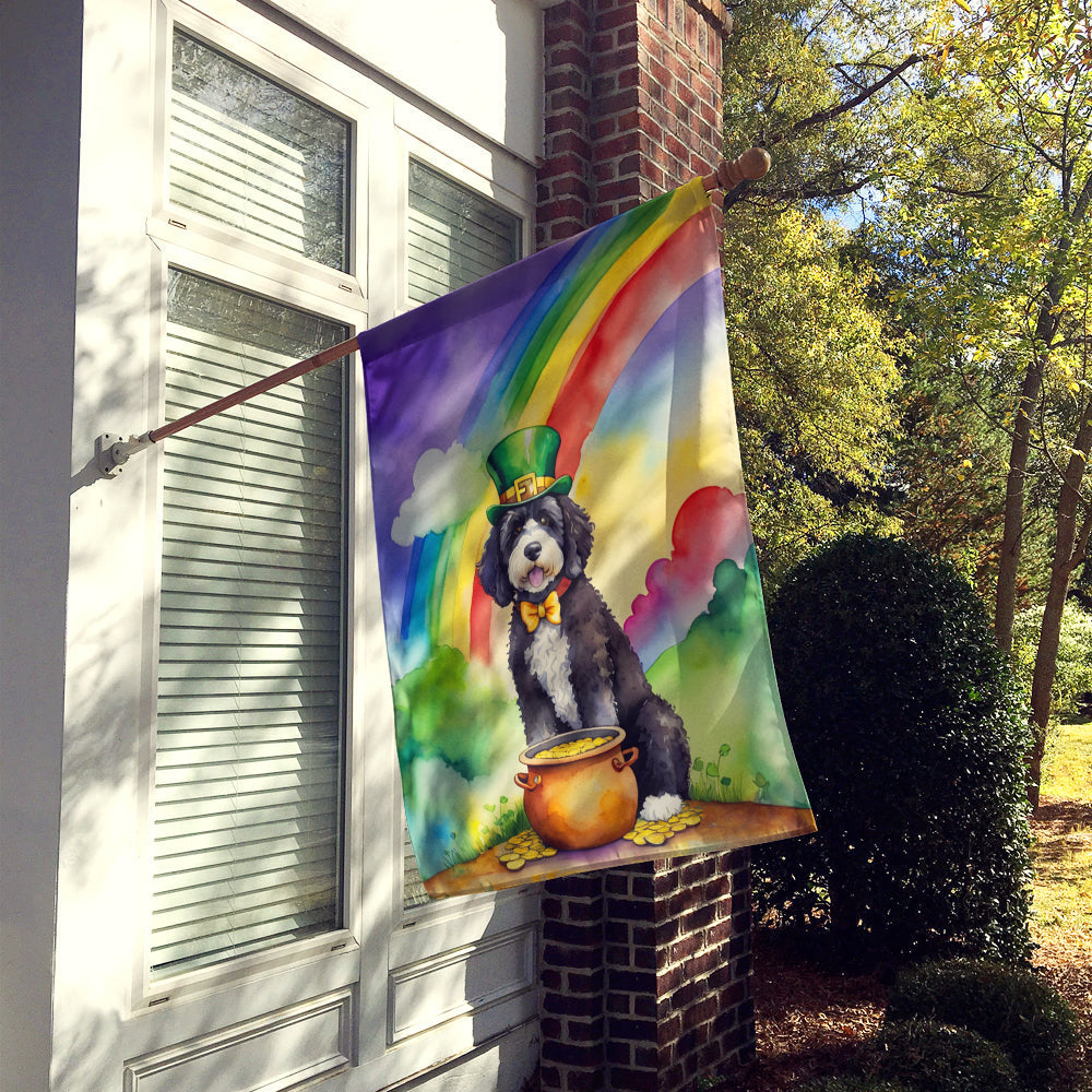 Portuguese Water Dog St Patrick's Day House Flag 28x40 Porch Sleeve Pole Decorative Outside Yard Banner Artwork Wall Hanging, Polyester
