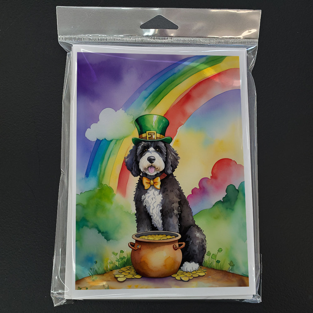 Portuguese Water Dog St Patrick's Day Greeting Cards Pack of 8 Blank Cards with Envelopes Whimsical A7 Size 5x7