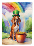 Red Redbone Coonhound St Patrick's Day House Flag 28x40 Porch Sleeve Pole Decorative Outside Yard Banner Artwork Wall Hanging, Polyester