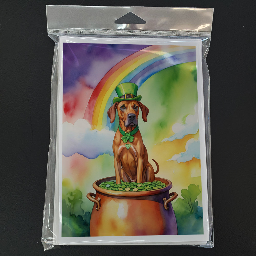 Rhodesian Ridgeback St Patrick's Day Greeting Cards Pack of 8 Blank Cards with Envelopes Whimsical A7 Size 5x7