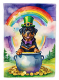 Rottweiler St Patrick's Day House Flag 28x40 Porch Sleeve Pole Decorative Outside Yard Banner Artwork Wall Hanging, Polyester
