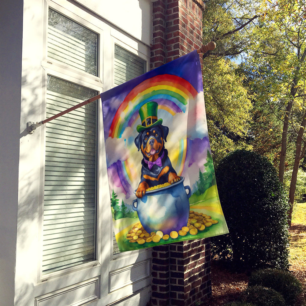 Rottweiler St Patrick's Day House Flag 28x40 Porch Sleeve Pole Decorative Outside Yard Banner Artwork Wall Hanging, Polyester