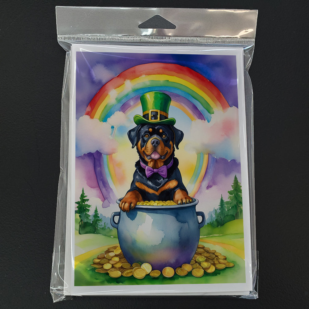 Rottweiler St Patrick's Day Greeting Cards Pack of 8 Blank Cards with Envelopes Whimsical A7 Size 5x7