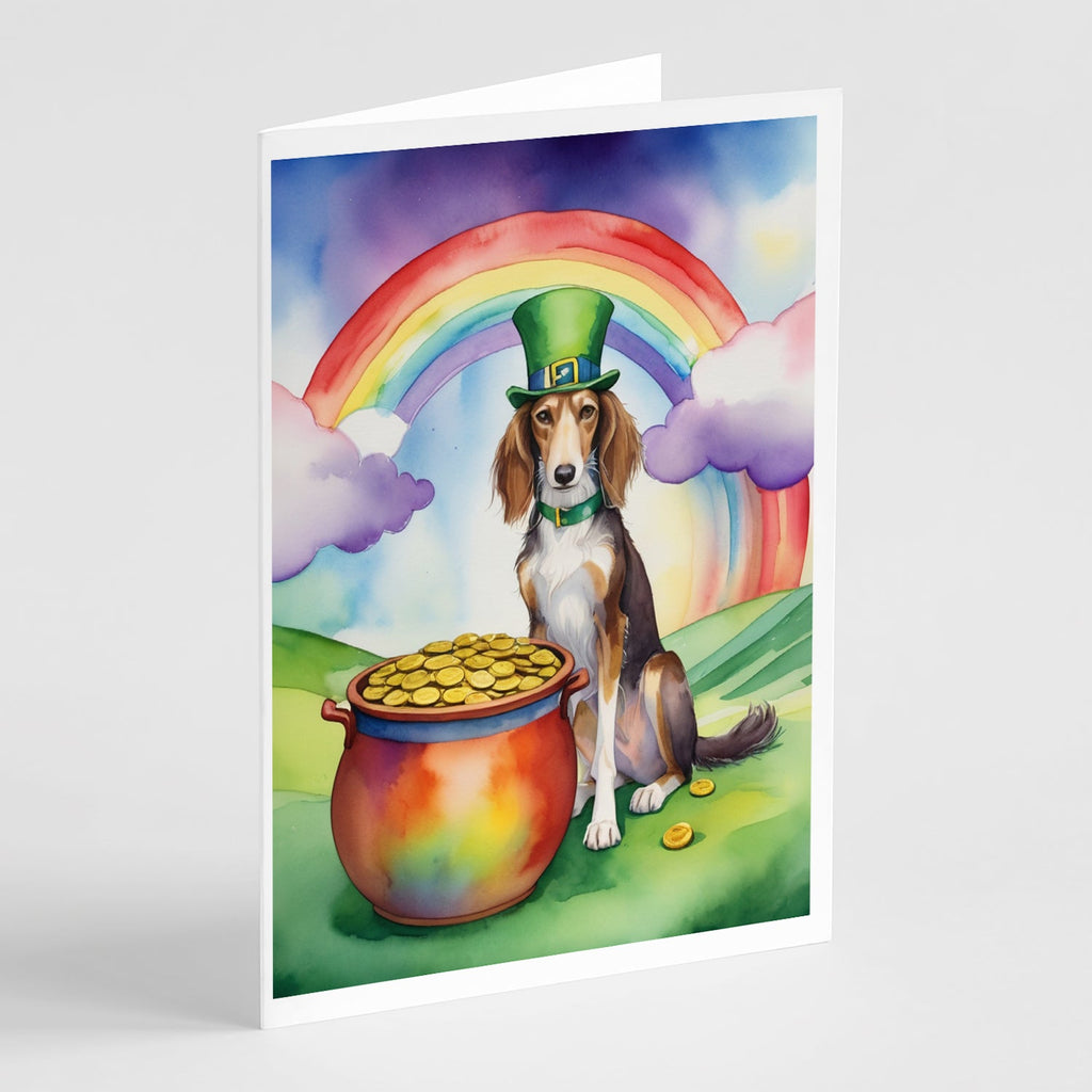 Saluki St Patrick's Day Greeting Cards Pack of 8 Blank Cards with Envelopes Whimsical A7 Size 5x7