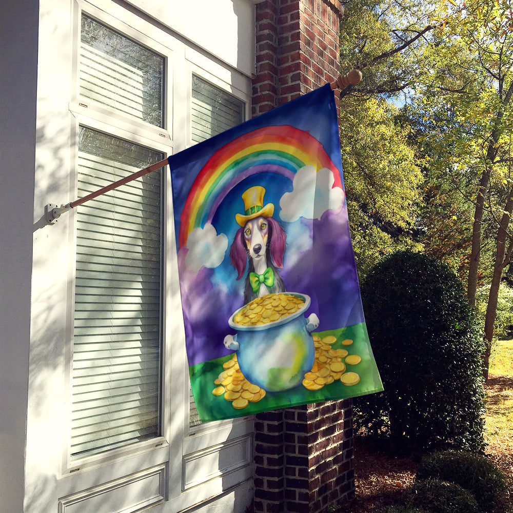 Saluki St Patrick's Day House Flag 28x40 Porch Sleeve Pole Decorative Outside Yard Banner Artwork Wall Hanging, Polyester