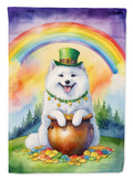 Samoyed St Patrick's Day House Flag 28x40 Porch Sleeve Pole Decorative Outside Yard Banner Artwork Wall Hanging, Polyester
