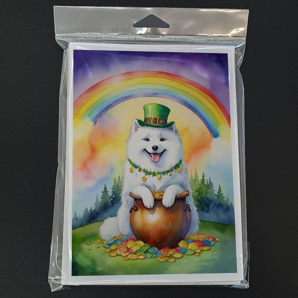 Samoyed St Patrick's Day Greeting Cards Pack of 8 Blank Cards with Envelopes Whimsical A7 Size 5x7