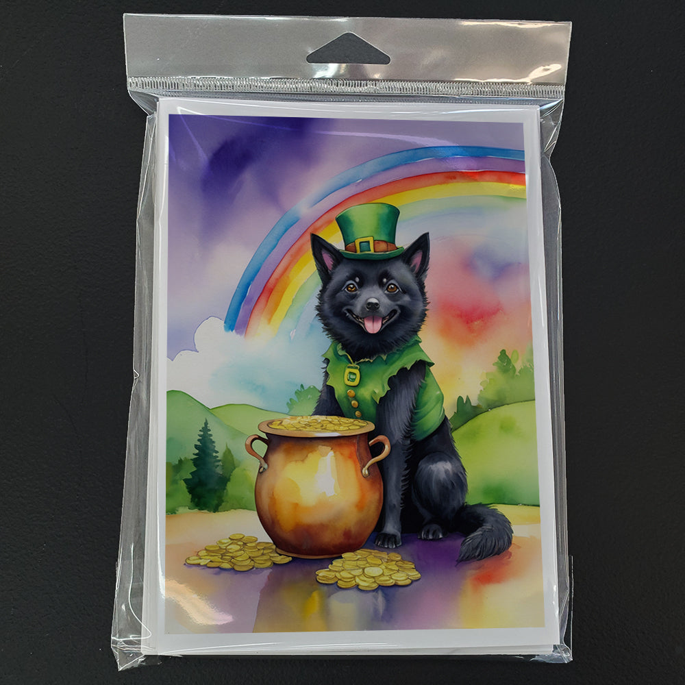 Schipperke St Patrick's Day Greeting Cards Pack of 8 Blank Cards with Envelopes Whimsical A7 Size 5x7