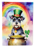 Schnauzer St Patrick's Day House Flag 28x40 Porch Sleeve Pole Decorative Outside Yard Banner Artwork Wall Hanging, Polyester