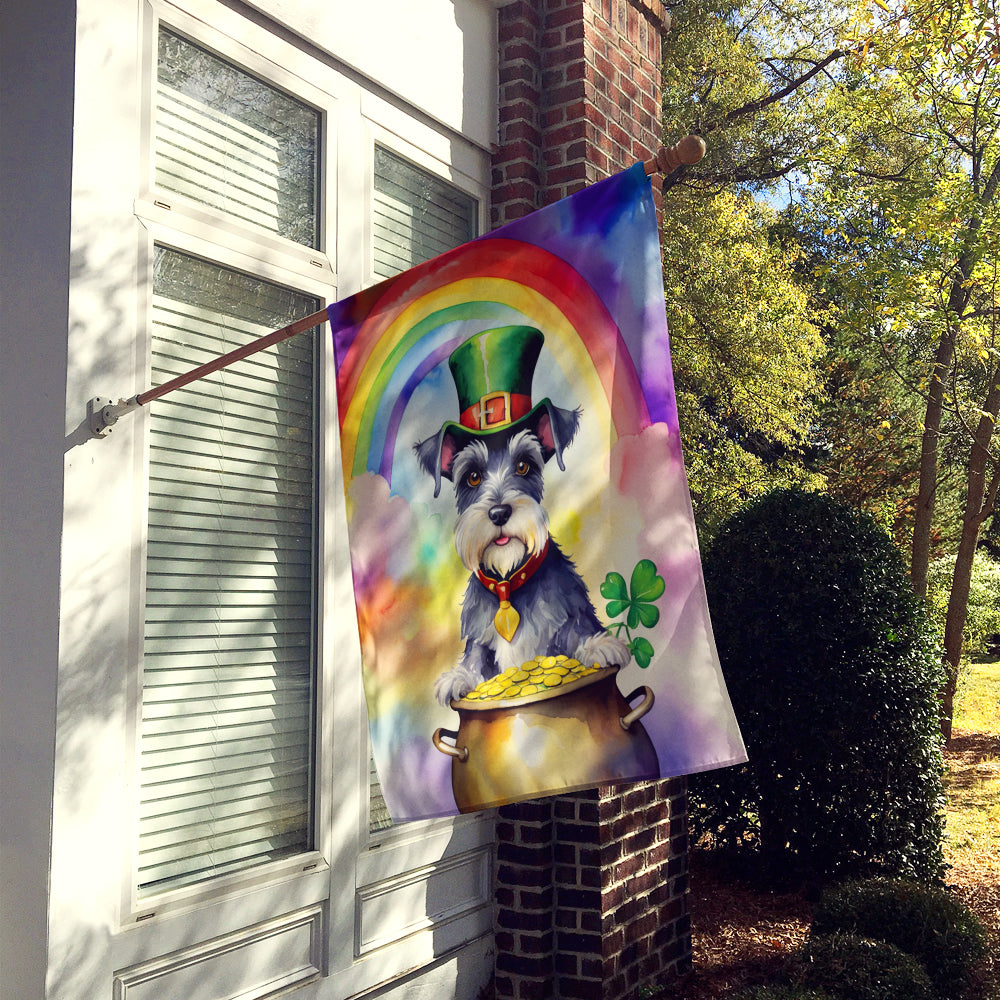 Schnauzer St Patrick's Day House Flag 28x40 Porch Sleeve Pole Decorative Outside Yard Banner Artwork Wall Hanging, Polyester