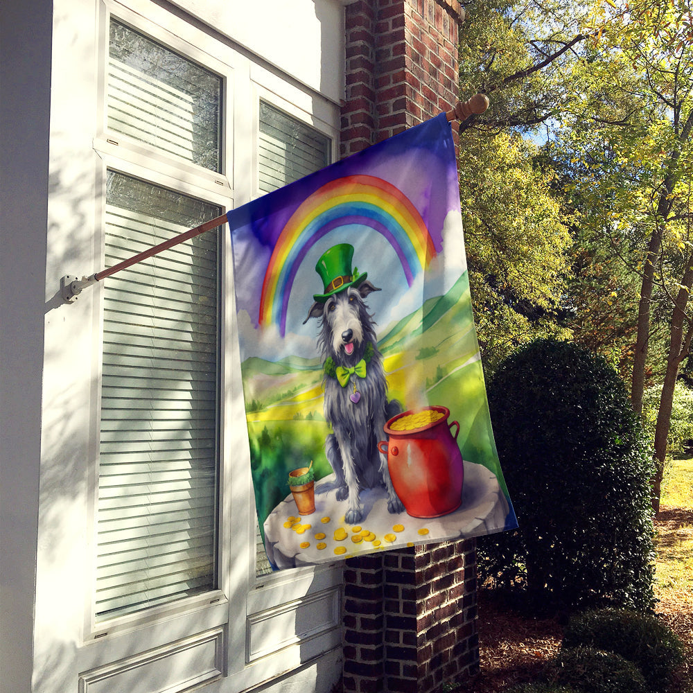 Scottish Deerhound St Patrick's Day House Flag 28x40 Porch Sleeve Pole Decorative Outside Yard Banner Artwork Wall Hanging, Polyester
