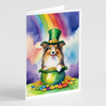 Sheltie St Patrick's Day Greeting Cards Pack of 8 Blank Cards with Envelopes Whimsical A7 Size 5x7