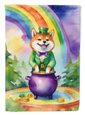 Shiba Inu St Patrick's Day House Flag 28x40 Porch Sleeve Pole Decorative Outside Yard Banner Artwork Wall Hanging, Polyester