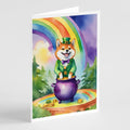 Shiba Inu St Patrick's Day Greeting Cards Pack of 8 Blank Cards with Envelopes Whimsical A7 Size 5x7