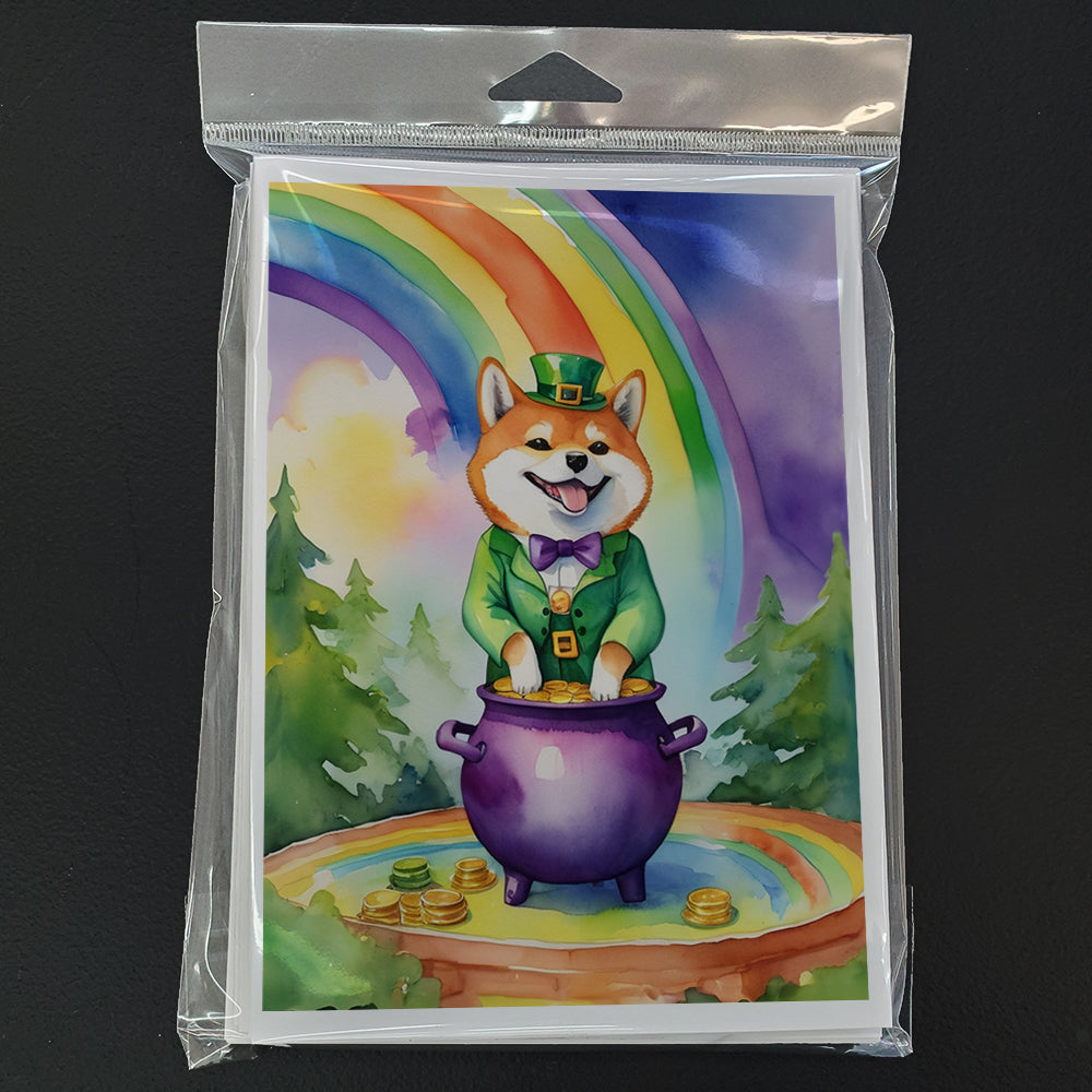 Shiba Inu St Patrick's Day Greeting Cards Pack of 8 Blank Cards with Envelopes Whimsical A7 Size 5x7