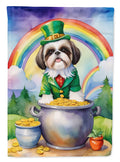 Shih Tzu St Patrick's Day House Flag 28x40 Porch Sleeve Pole Decorative Outside Yard Banner Artwork Wall Hanging, Polyester
